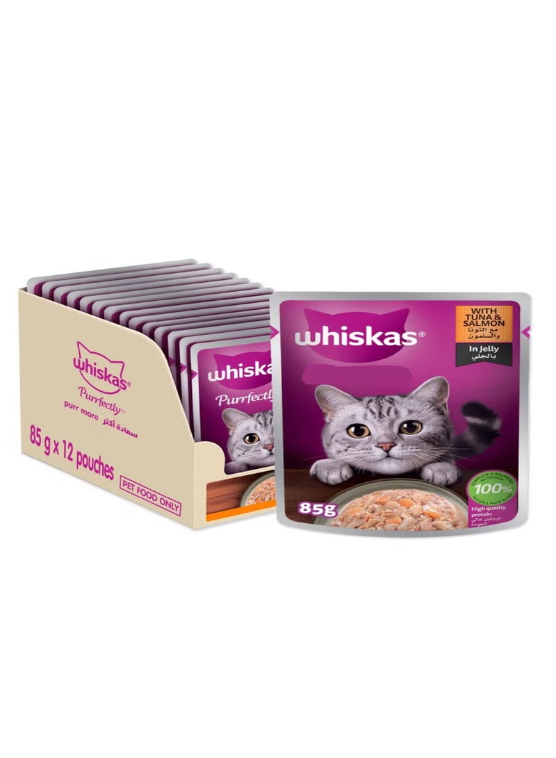 Purrfectly Cat Food with Tuna & Salmon in Jelly 1+ Years 12 x 85 g